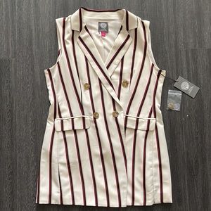 Vince Camuto Striped Long-lined Blazer Vest